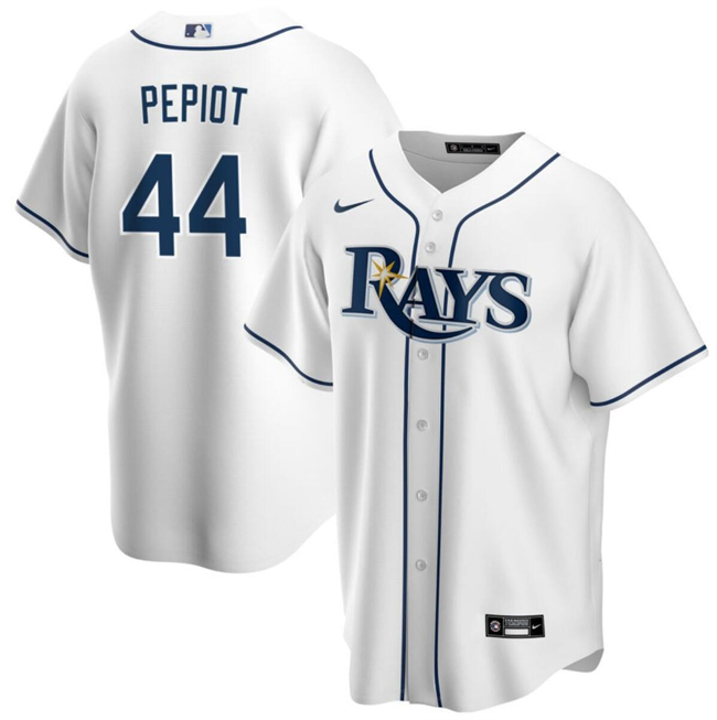 Men's Tampa Bay Rays #44 Ryan Pepiot White Cool Base Stitched Baseball Jersey